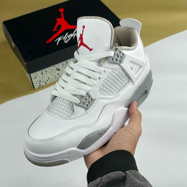 Giày Nike Air Jordan 4 Retro White Oreo, JD4 Trắng Logo Đỏ - Nike ảnh 2 giày thể thao chất lượng