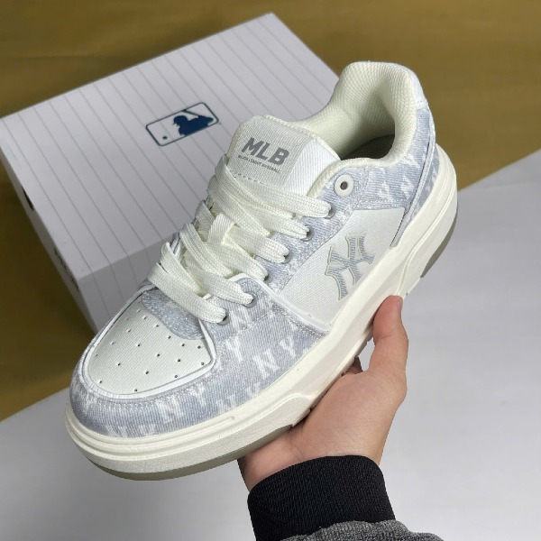 Giày MLB Chunky Liner Denim Monogram White Grey Trắng Xám - MLB ảnh 2 giày thể thao chất lượng