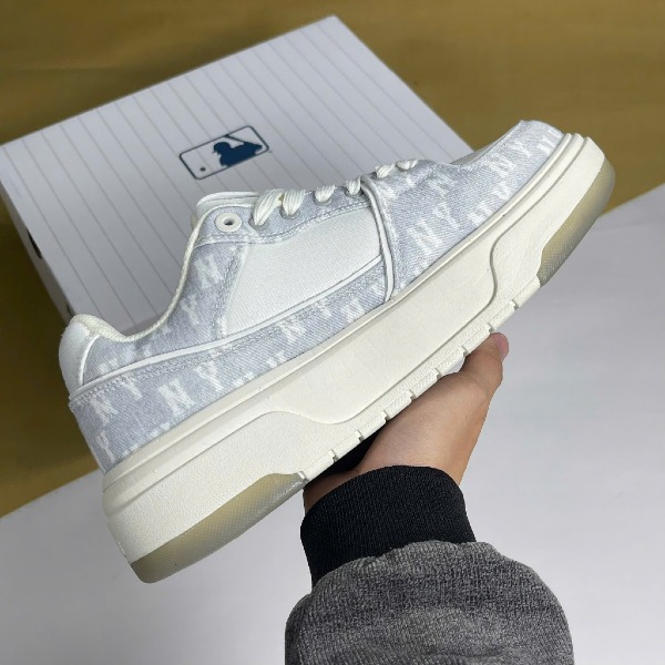 Giày MLB Chunky Liner Denim Monogram White Grey Trắng Xám - MLB ảnh 3 giày thể thao chất lượng